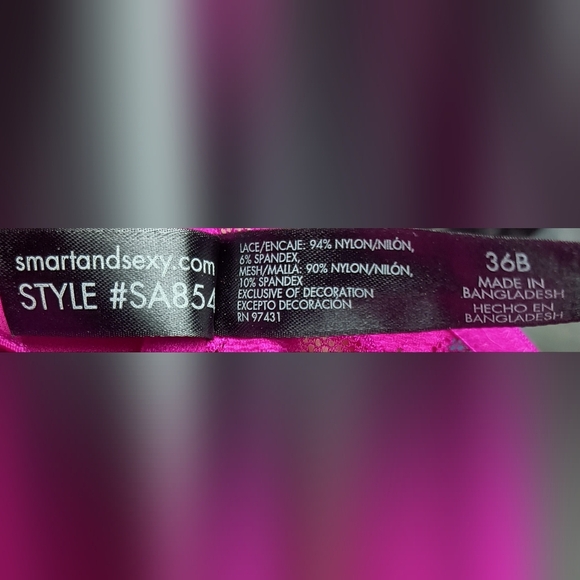 Smart & Sexy Fuchsia Racerback Lace Front Close Push Up Underwire Bra 36B - Picture 6 of 8